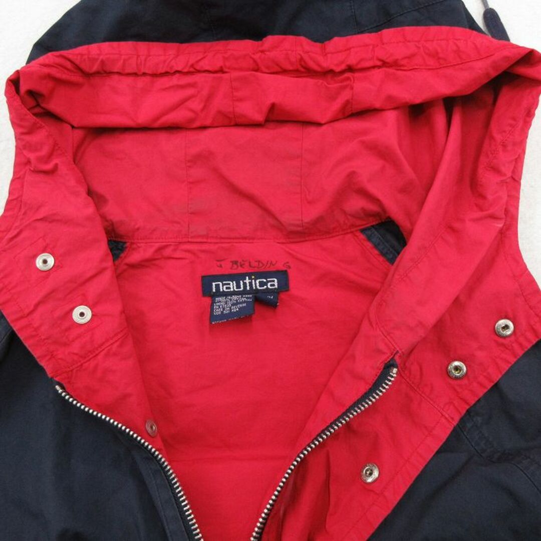 NAUTICA(ノーティカ)のXL★古着 ノーティカ NAUTICA 長袖 ブランド ジャケット パーカー メンズ 90年代 90s ロング丈 コットン ラグラン 紺 ネイビー 23mar06 中古 アウター ジャンパー ブルゾン メンズのジャケット/アウター(ダッフルコート)の商品写真