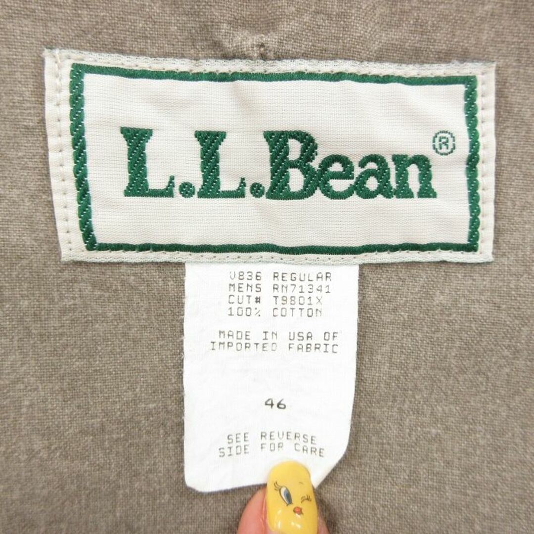 L.L.Bean(エルエルビーン)のXL★古着 エルエルビーン LLBEAN 長袖 ジャケット メンズ 90年代 90s ロング丈 コットン USA製 茶系 ブラウン 【spe】 23mar08 中古 アウター ジャンパー ブルゾン メンズのジャケット/アウター(ダッフルコート)の商品写真