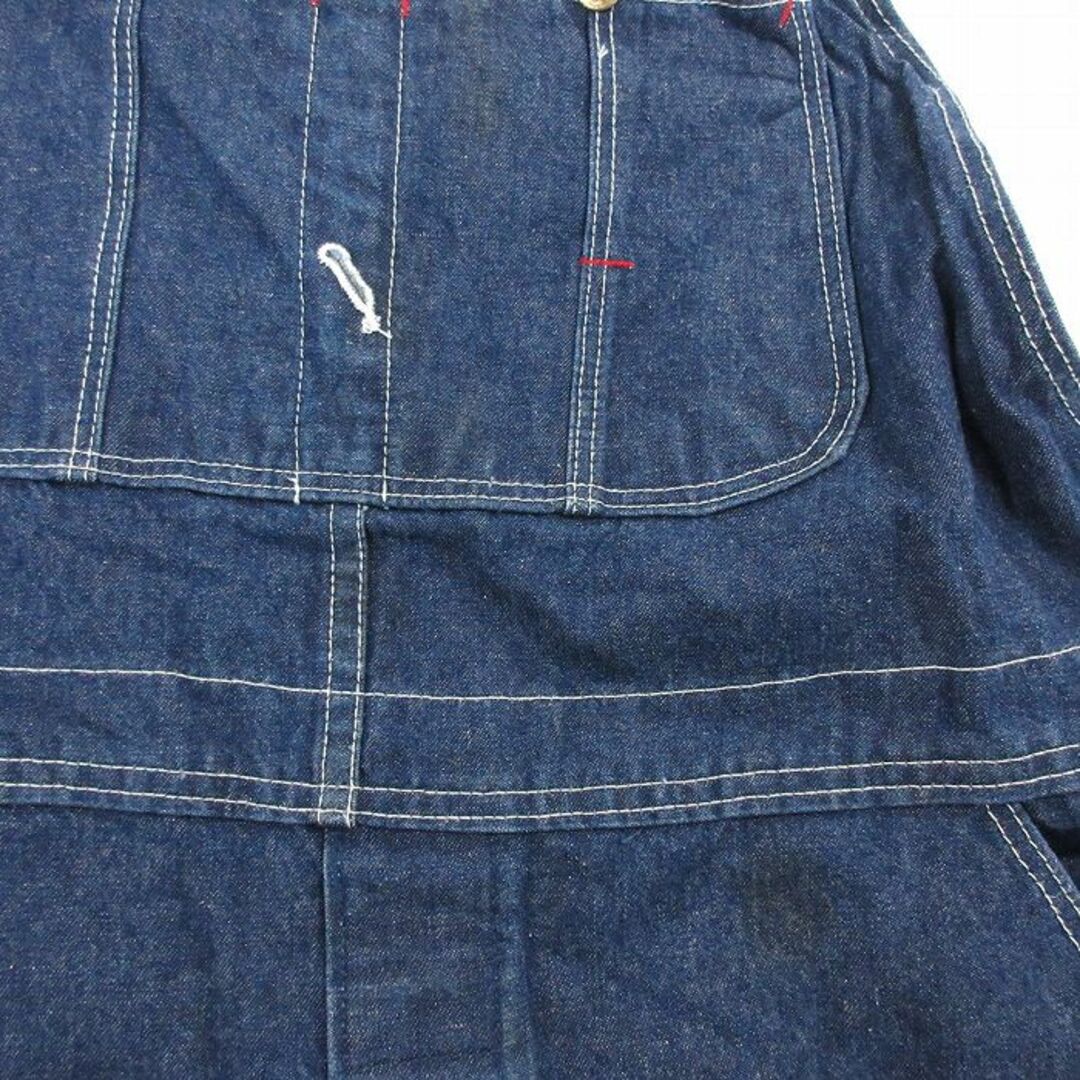 Dickies(ディッキーズ)のW39★古着 ディッキーズ Dickies オーバーオール メンズ 90年代 90s 大きいサイズ コットン USA製 紺 ネイビー デニム 23mar09 中古 ボトムス メンズのパンツ(サロペット/オーバーオール)の商品写真