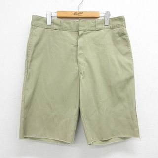 ディッキーズ(Dickies)のW35★古着 ディッキーズ Dickies ワーク ショート パンツ ショーツ メンズ 874 ベージュ カーキ 23mar30 中古 ボトムス 短パン ショーパン ハーフ(ワークパンツ/カーゴパンツ)