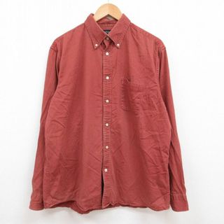 ランズエンド(LANDS’END)のXL★古着 ランズエンド 長袖 ブランド シャツ メンズ 大きいサイズ コットン ボタンダウン オレンジ 23mar22 中古 トップス(シャツ)