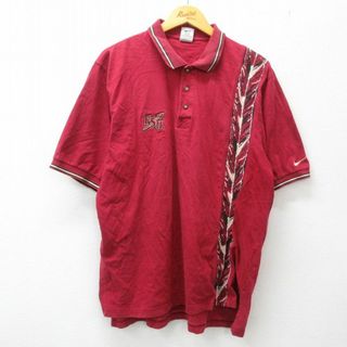 ナイキ(NIKE)のXL★古着 ナイキ NIKE 半袖 ブランド ポロ シャツ メンズ 00年代 00s フロリダ大学 FSU 刺繍 コットン エンジ他 23mar29 中古 トップス(ポロシャツ)