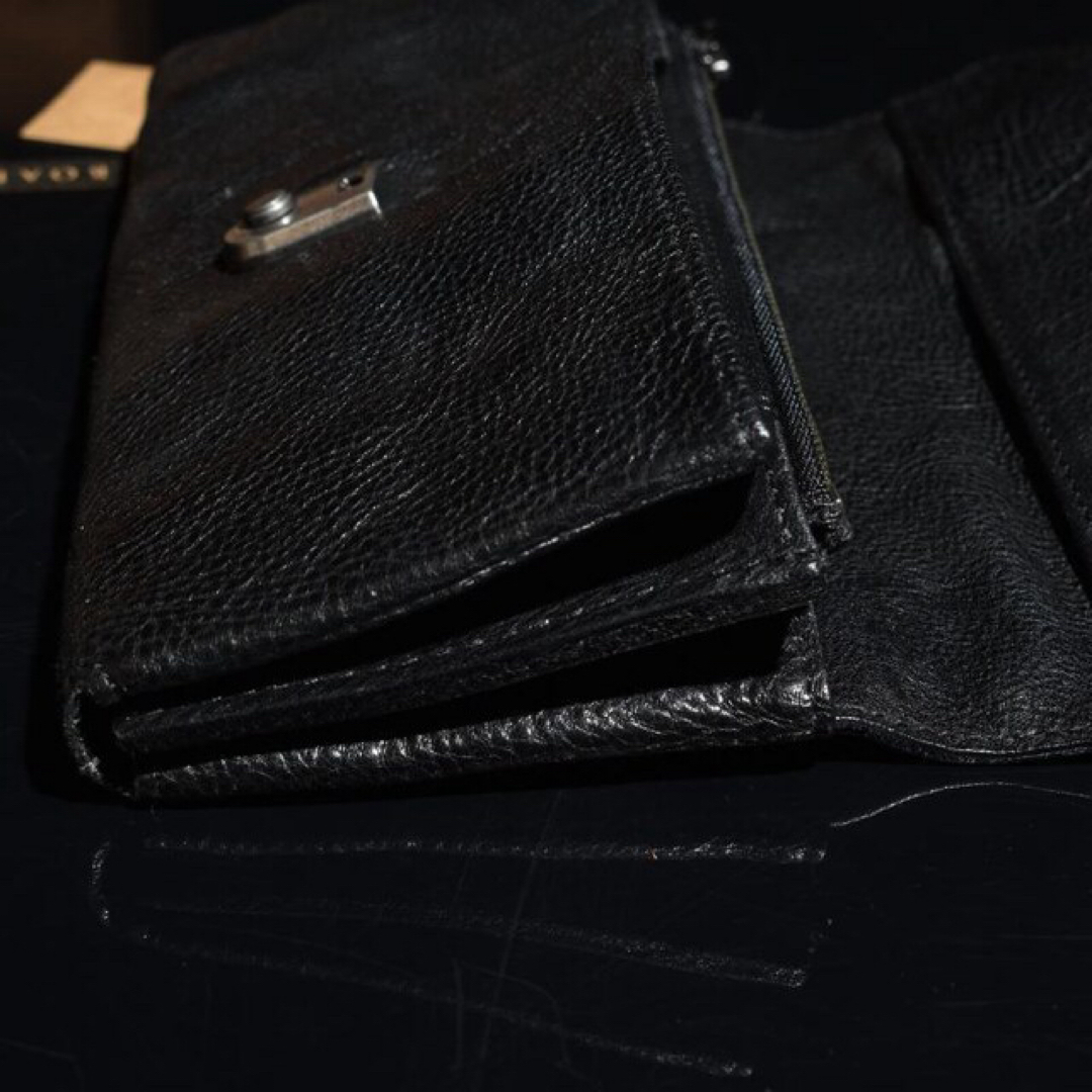 ◆BLACK LEATHER 長財布 挿込み錠 ウォレット 小銭入れ有◆黒k52 メンズのファッション小物(長財布)の商品写真