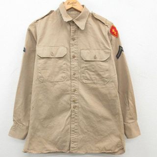 M★古着 長袖 ビンテージ ミリタリー シャツ メンズ 60年代 60s コットン ベージュ カーキ 23mar01 中古 トップス(シャツ)