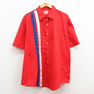 レッドキャップ(RED KAP)のXL★古着 レッドキャップ 半袖 ワーク シャツ メンズ 80年代 80s 大きいサイズ ロング丈 USA製 赤他 レッド 23mar31 中古 トップス(シャツ)