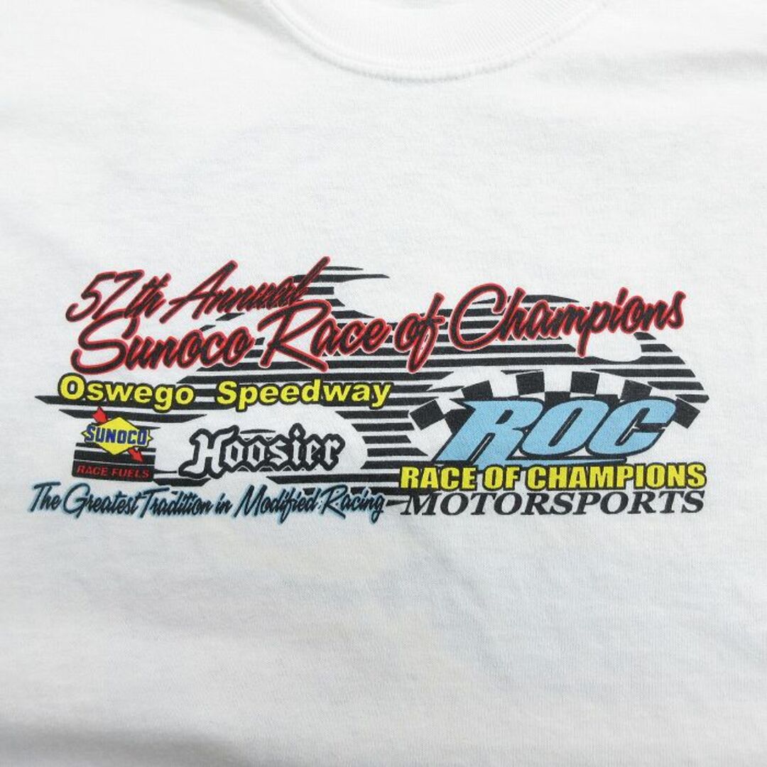 M★古着 半袖 ビンテージ Tシャツ メンズ 00年代 00s レーシングカー モータースポーツ コットン クルーネック 白 ホワイト 23mar24 中古 メンズのトップス(Tシャツ/カットソー(半袖/袖なし))の商品写真