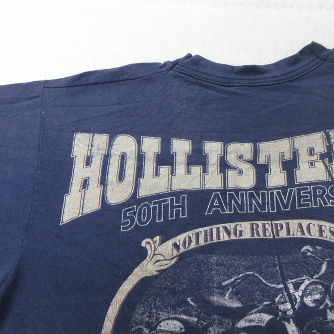 Hollister(ホリスター)のL★古着 半袖 ビンテージ Tシャツ メンズ 90年代 90s ホリスター Hollister バイク コットン クルーネック USA製 紺 ネイビー 23mar25 中古 メンズのトップス(Tシャツ/カットソー(半袖/袖なし))の商品写真