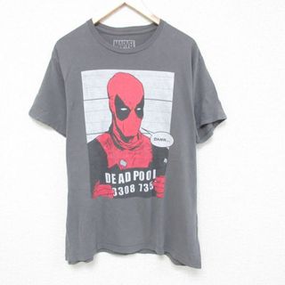 マーベル(MARVEL)のXL★古着 半袖 Tシャツ メンズ マーベル デッドプール コットン クルーネック グレー 23mar23 中古(Tシャツ/カットソー(半袖/袖なし))