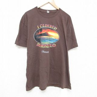 XL★古着 半袖 Tシャツ メンズ ダイアモンドヘッド ハワイ 大きいサイズ コットン クルーネック 茶 ブラウン 23mar23 中古(Tシャツ/カットソー(半袖/袖なし))