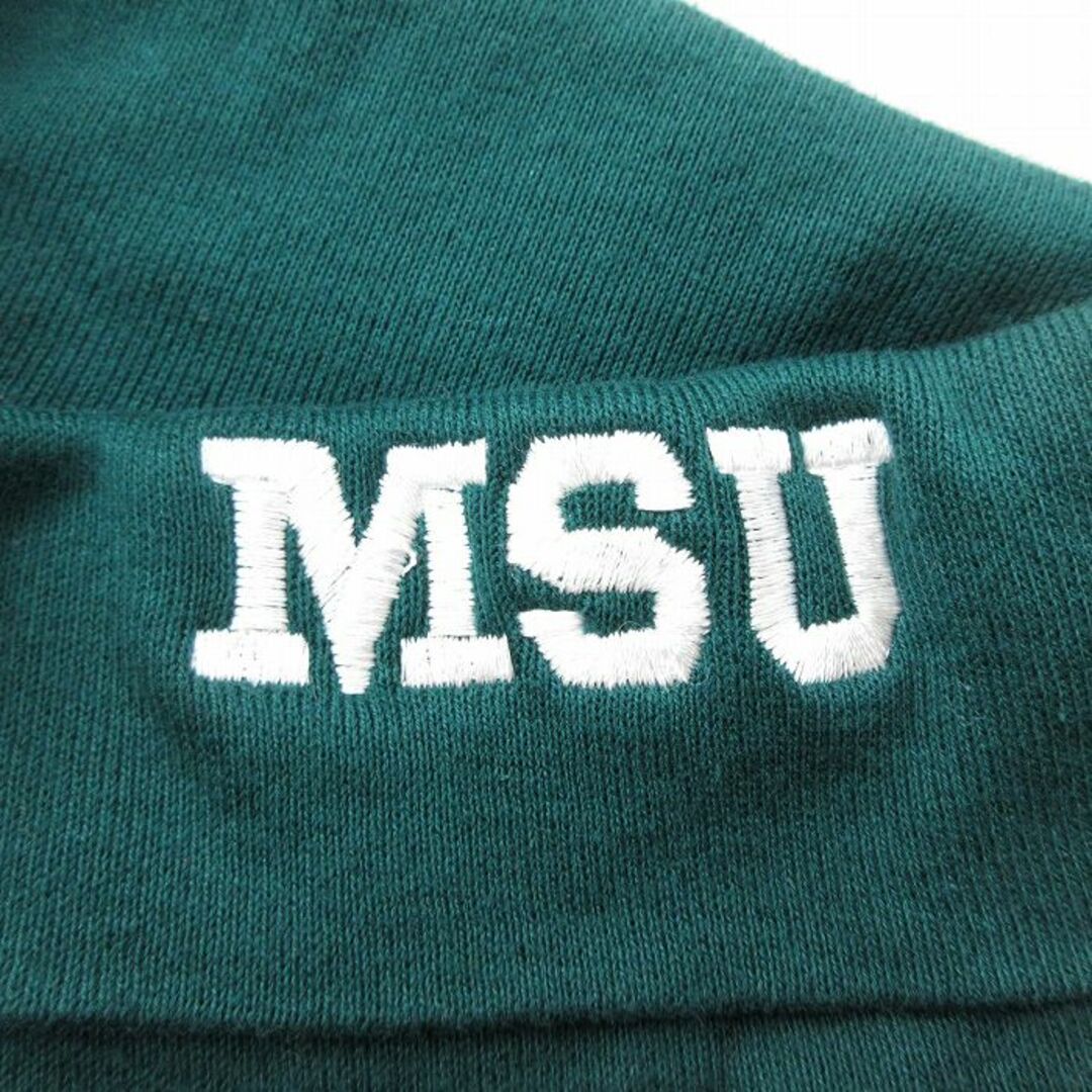 XL★古着 長袖 ビンテージ Tシャツ メンズ 90年代 90s MSU 大きいサイズ コットン ハイネック タートルネック USA製 緑 グリーン 23mar10 中古 メンズのトップス(Tシャツ/カットソー(半袖/袖なし))の商品写真