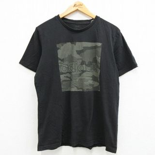 アディダス(adidas)のXL★古着 アディダス adidas 半袖 ブランド Tシャツ メンズ ビッグロゴ クルーネック 黒 ブラック 23mar16 中古(Tシャツ/カットソー(半袖/袖なし))