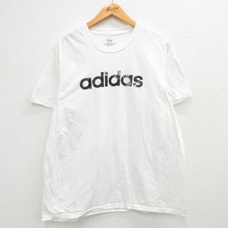 アディダス(adidas)のXL★古着 アディダス adidas 半袖 ブランド Tシャツ メンズ ビッグロゴ 大きいサイズ コットン クルーネック 白 ホワイト 23mar16 中古(Tシャツ/カットソー(半袖/袖なし))