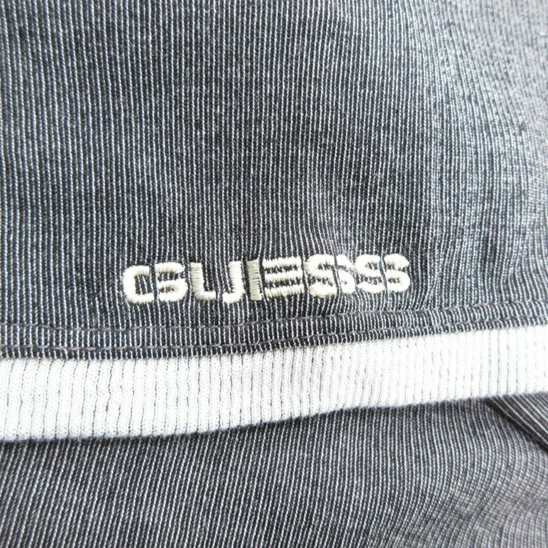 GUESS(ゲス)のXL★古着 ゲス GUESS 半袖 ブランド Tシャツ メンズ ワンポイントロゴ 大きいサイズ クルーネック 濃グレー リンガー 23mar13 中古 メンズのトップス(Tシャツ/カットソー(半袖/袖なし))の商品写真