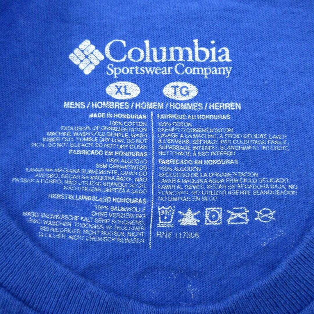 Columbia(コロンビア)のXL★古着 コロンビア COLUMBIA 半袖 ブランド Tシャツ メンズ カジキマグロ ワンポイントロゴ コットン クルーネック 青 ブルー 23mar30 中古 メンズのトップス(Tシャツ/カットソー(半袖/袖なし))の商品写真