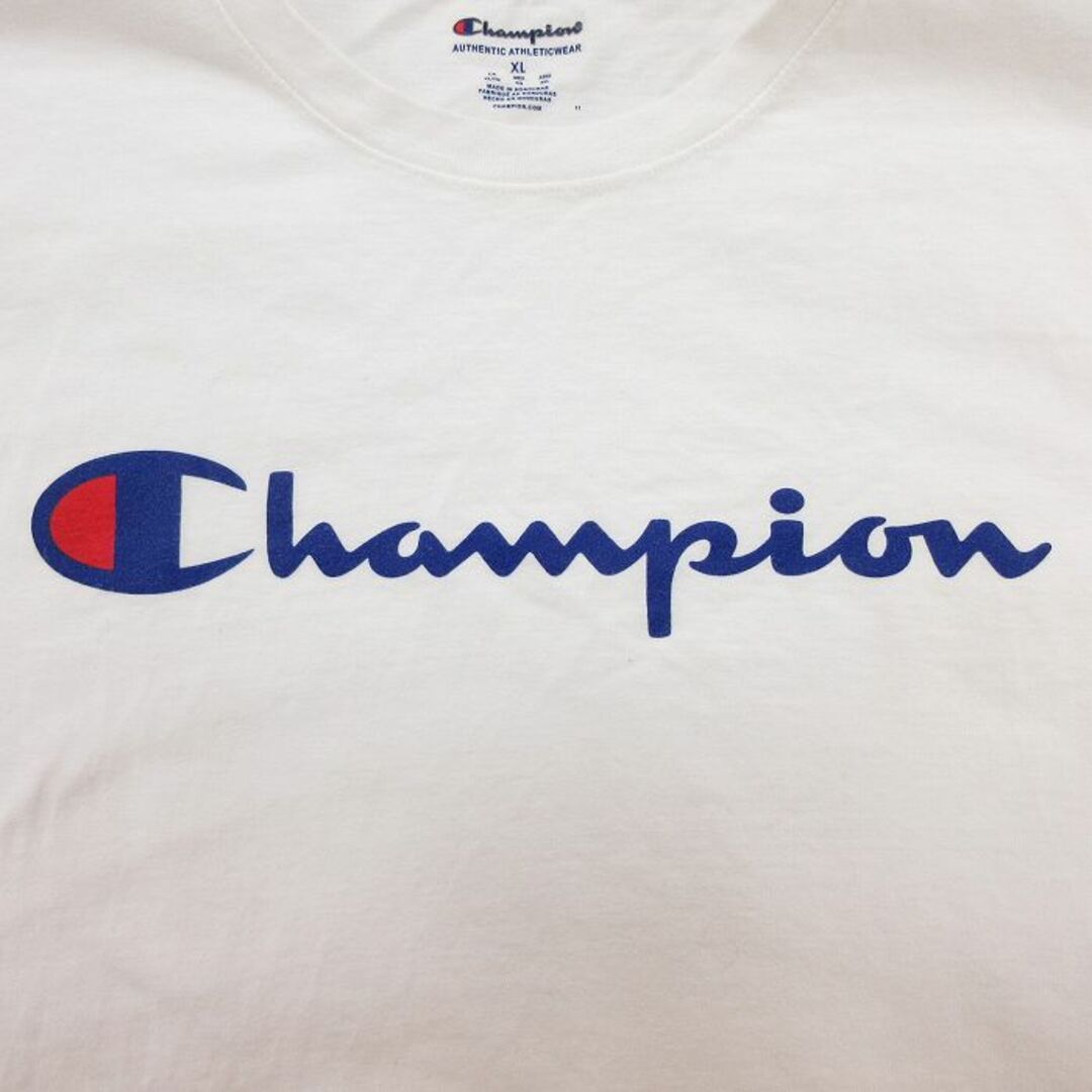 Champion(チャンピオン)のXL★古着 チャンピオン 半袖 ブランド Tシャツ メンズ ビッグロゴ コットン クルーネック 白 ホワイト 23mar30 中古 メンズのトップス(Tシャツ/カットソー(半袖/袖なし))の商品写真