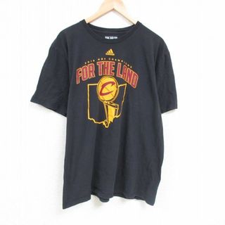 アディダス(adidas)のXL★古着 アディダス adidas 半袖 ブランド Tシャツ メンズ NBA クリーブランドキャバリアーズ 大きいサイズ コットン クルーネック 黒 ブラック バスケットボール 23mar25 中古(Tシャツ/カットソー(半袖/袖なし))