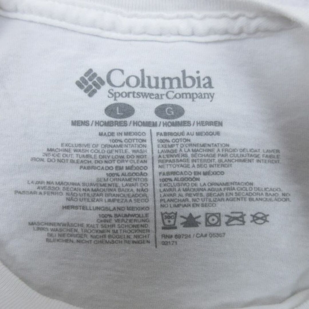 Columbia(コロンビア)のL★古着 コロンビア COLUMBIA Columbia 半袖 ブランド Tシャツ メンズ ビッグロゴ PFG カジキ コットン クルーネック 白 ホワイト 23mar25 中古 メンズのトップス(Tシャツ/カットソー(半袖/袖なし))の商品写真