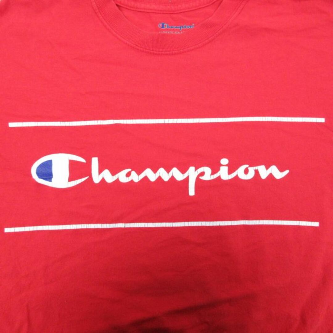Champion(チャンピオン)のXL★古着 チャンピオン Champion 半袖 ブランド Tシャツ メンズ ビッグロゴ 大きいサイズ コットン クルーネック 赤 レッド 23mar28 中古 メンズのトップス(Tシャツ/カットソー(半袖/袖なし))の商品写真