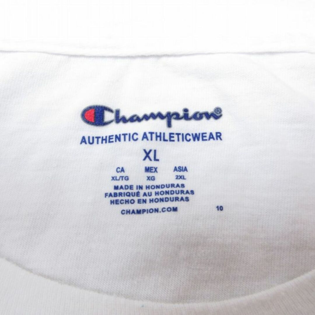 Champion(チャンピオン)のXL★古着 チャンピオン Champion 半袖 ブランド Tシャツ メンズ ビッグロゴ コットン クルーネック 白 ホワイト 23mar29 中古 メンズのトップス(Tシャツ/カットソー(半袖/袖なし))の商品写真