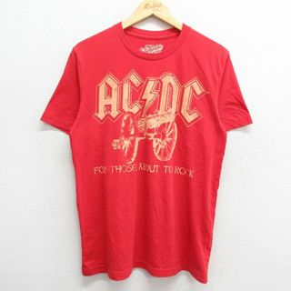 オールドネイビー(Old Navy)のM★古着 オールドネイビー OLD NAVY 半袖 ロック バンド Tシャツ メンズ AC/DC クルーネック 赤 レッド 23mar11 中古(Tシャツ/カットソー(半袖/袖なし))