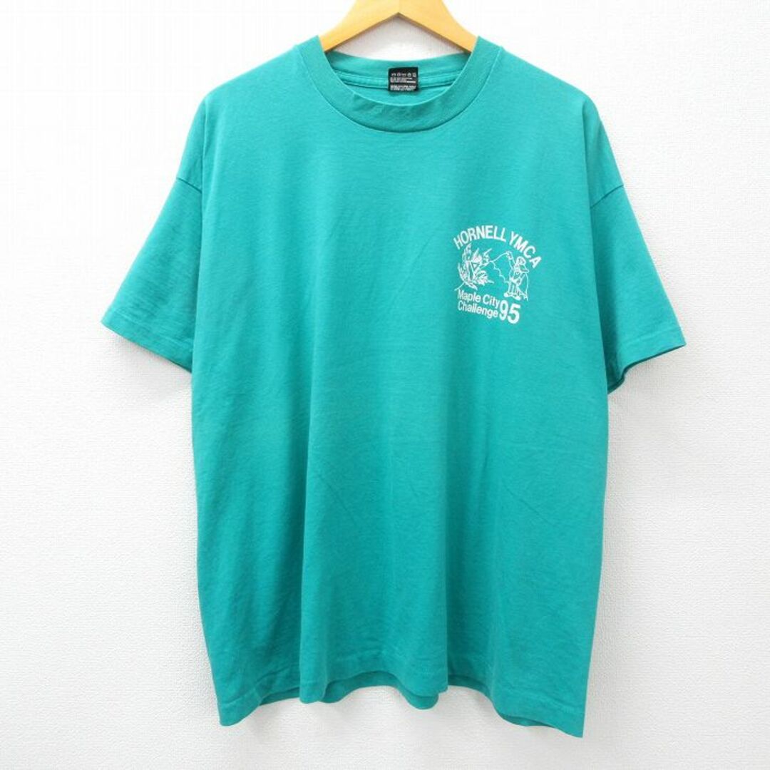 XL★古着 半袖 ビンテージ Tシャツ メンズ 90年代 90s YMCA ロードウォーリアーズ タズ 大きいサイズ クルーネック USA製 緑系 グリーン 23mar06 中古 メンズのトップス(Tシャツ/カットソー(半袖/袖なし))の商品写真