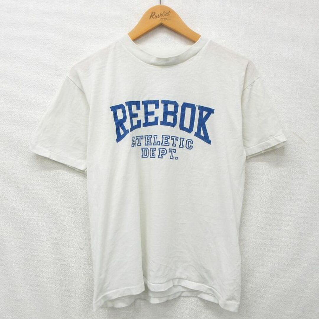 Reebok(リーボック)のM★古着 リーボック REEBOK 半袖 ビンテージ Tシャツ メンズ 90年代 90s ビッグロゴ クルーネック USA製 白 ホワイト 23mar06 中古 メンズのトップス(Tシャツ/カットソー(半袖/袖なし))の商品写真