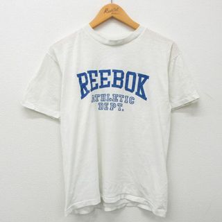 リーボック(Reebok)のM★古着 リーボック REEBOK 半袖 ビンテージ Tシャツ メンズ 90年代 90s ビッグロゴ クルーネック USA製 白 ホワイト 23mar06 中古(Tシャツ/カットソー(半袖/袖なし))