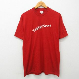 L★古着 半袖 ビンテージ Tシャツ メンズ 80年代 80s ニュージャージー Home News クルーネック 赤 レッド 23mar06 中古(Tシャツ/カットソー(半袖/袖なし))