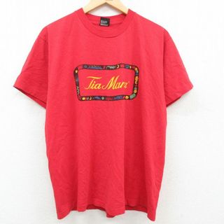 L★古着 半袖 ビンテージ Tシャツ メンズ 80年代 80s Tia Maria トカゲ クルーネック USA製 赤 レッド 23mar17 中古(Tシャツ/カットソー(半袖/袖なし))