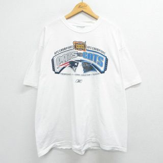 リーボック(Reebok)のXL★古着 リーボック REEBOK 半袖 ビンテージ Tシャツ メンズ 00年代 00s NFL ニューイングランドペイトリオッツ カロライナパンサーズ 大きいサイズ コットン クルーネック 白 ホワイト アメフト スーパーボウル 23mar17 中古(Tシャツ/カットソー(半袖/袖なし))