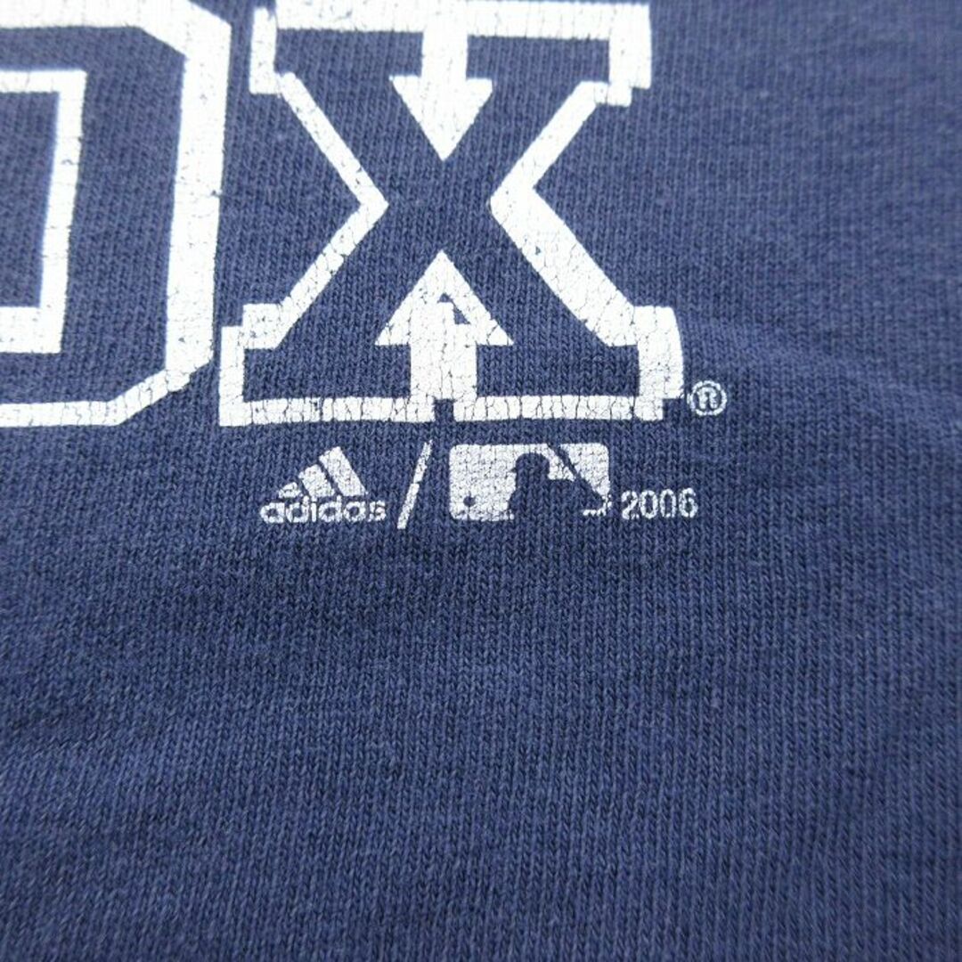 adidas(アディダス)のL★古着 アディダス adidas 半袖 ビンテージ Tシャツ メンズ 00年代 00s ワンポイントロゴ MLB ボストンレッドソックス コットン クルーネック 紺 ネイビー メジャーリーグ ベースボール 野球 23mar10 中古 メンズのトップス(Tシャツ/カットソー(半袖/袖なし))の商品写真