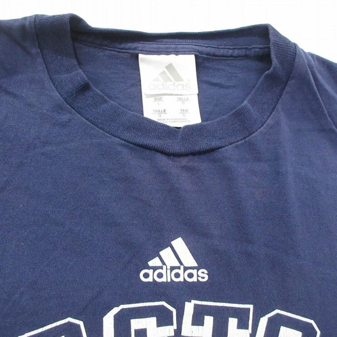 adidas(アディダス)のL★古着 アディダス adidas 半袖 ビンテージ Tシャツ メンズ 00年代 00s ワンポイントロゴ MLB ボストンレッドソックス コットン クルーネック 紺 ネイビー メジャーリーグ ベースボール 野球 23mar10 中古 メンズのトップス(Tシャツ/カットソー(半袖/袖なし))の商品写真