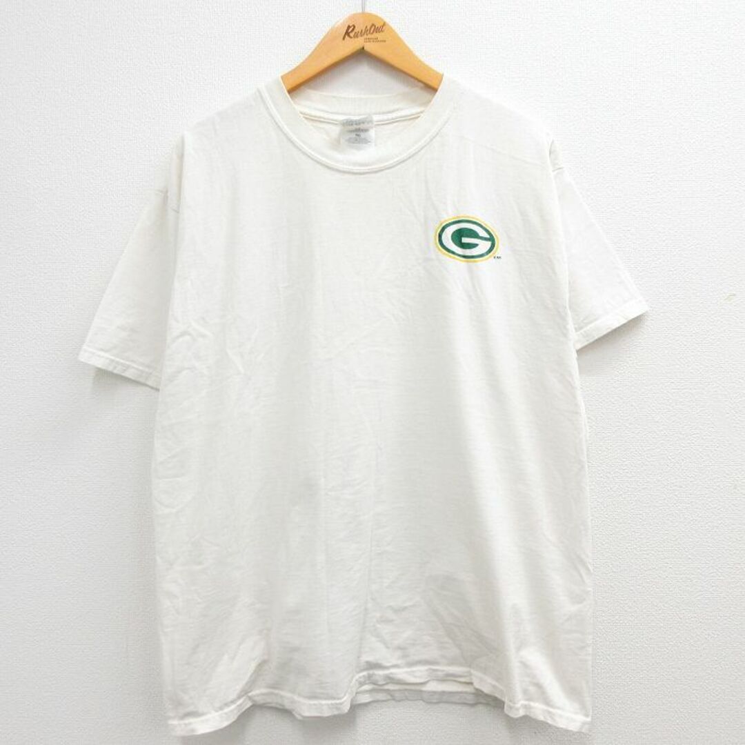 XL★古着 半袖 ビンテージ Tシャツ メンズ 00年代 00s NFL グリーンベイパッカーズ コットン クルーネック 生成り アメフト スーパーボウル 23mar17 中古 メンズのトップス(Tシャツ/カットソー(半袖/袖なし))の商品写真