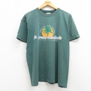 XL★古着 半袖 ビンテージ Tシャツ メンズ 00年代 00s MLB セントルイスカージナルス コットン クルーネック 緑 グリーン メジャーリーグ ベースボール 野球 23mar09 中古(Tシャツ/カットソー(半袖/袖なし))