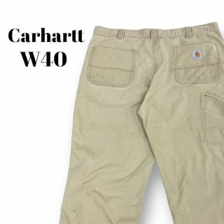 カーハート(carhartt)のカーハート　ワークパンツ　古着　ベージュ　W40　オーバーサイズ(ワークパンツ/カーゴパンツ)