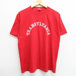 L★古着 半袖 ビンテージ Tシャツ メンズ 80年代 80s トランシルヴァニア クルーネック USA製 赤 レッド 23mar18 中古(Tシャツ/カットソー(半袖/袖なし))