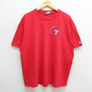 リー(Lee)のXL★古着 リー Lee 半袖 ビンテージ Tシャツ メンズ 90年代 90s MLB テキサスレンジャーズ 刺繍 大きいサイズ コットン クルーネック 赤 レッド メジャーリーグ ベースボール 野球 23mar18 中古(Tシャツ/カットソー(半袖/袖なし))