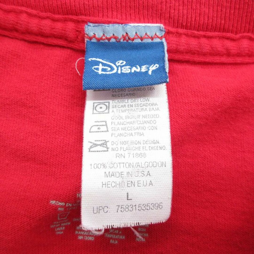 Disney(ディズニー)のXL★古着 半袖 ビンテージ Tシャツ メンズ 00年代 00s ディズニー DISNEY ミッキー MICKEY MOUSE ミニー コットン クルーネック USA製 赤 レッド 23mar11 中古 メンズのトップス(Tシャツ/カットソー(半袖/袖なし))の商品写真