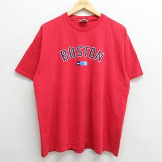 ナイキ(NIKE)のXL★古着 ナイキ NIKE 半袖 ビンテージ Tシャツ メンズ 00年代 00s ワンポイントロゴ ボストン 大きいサイズ コットン クルーネック 赤 レッド 23mar18 中古(Tシャツ/カットソー(半袖/袖なし))