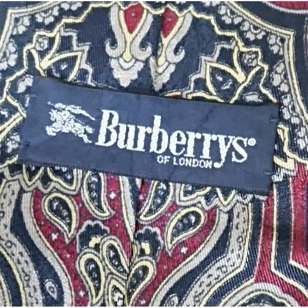 BURBERRY(バーバリー)のバーバリーズ　ネクタイ　レギュラータイ　ペイズリー柄　紺色　朱色　シルク メンズのファッション小物(ネクタイ)の商品写真