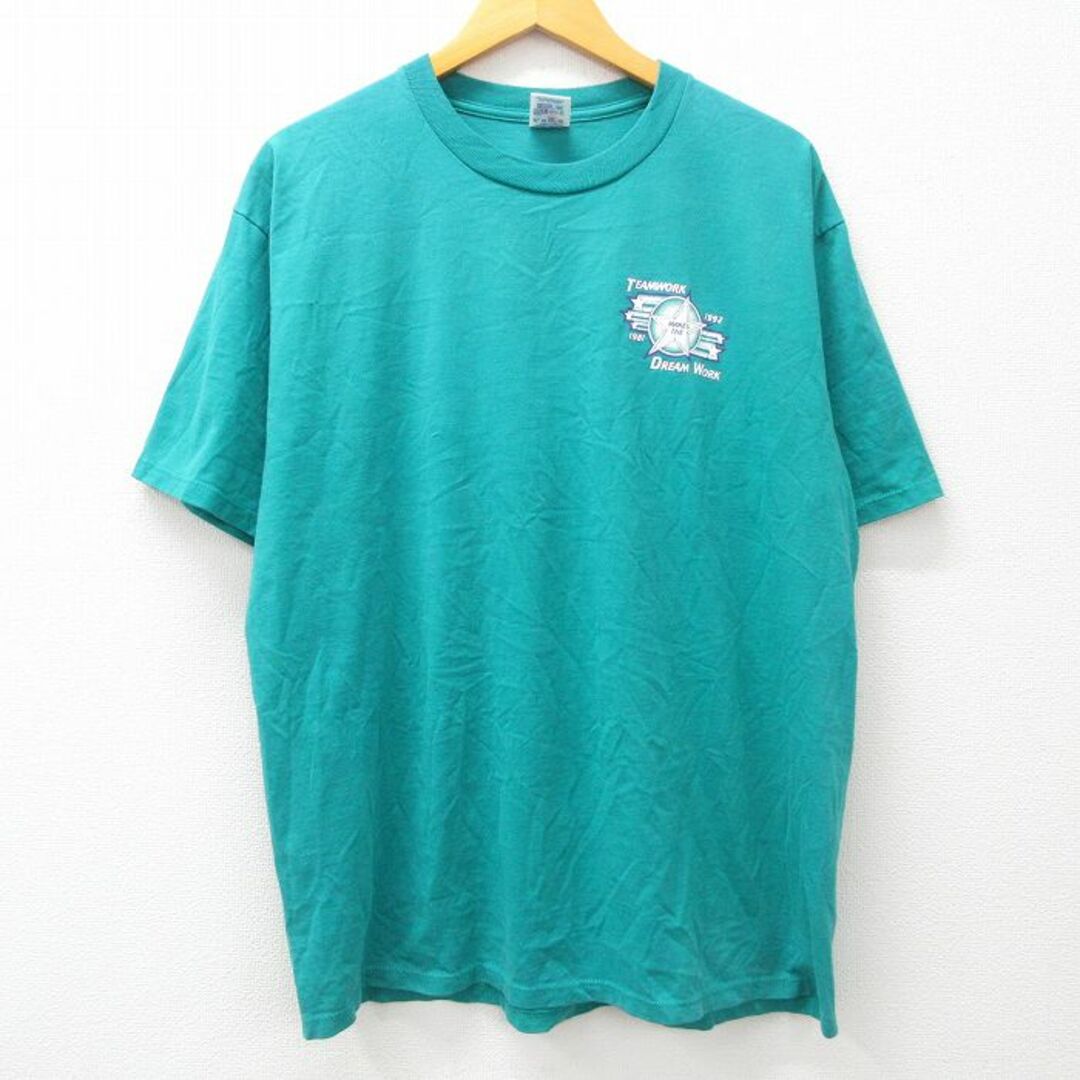 XL★古着 半袖 ビンテージ Tシャツ メンズ 90年代 90s DREAM TEAM シアーズ 12 クルーネック USA製 緑 グリーン 23mar13 中古 メンズのトップス(Tシャツ/カットソー(半袖/袖なし))の商品写真