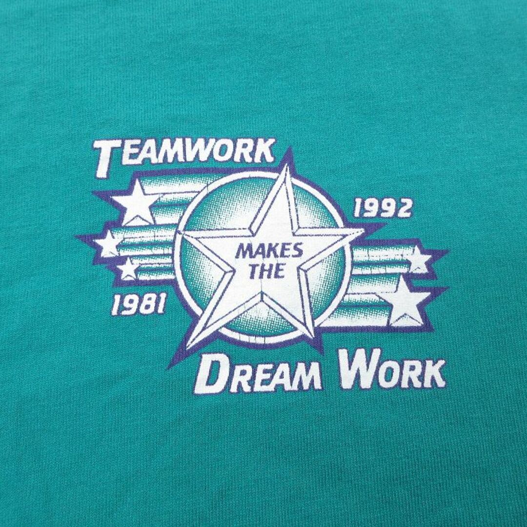 XL★古着 半袖 ビンテージ Tシャツ メンズ 90年代 90s DREAM TEAM シアーズ 12 クルーネック USA製 緑 グリーン 23mar13 中古 メンズのトップス(Tシャツ/カットソー(半袖/袖なし))の商品写真