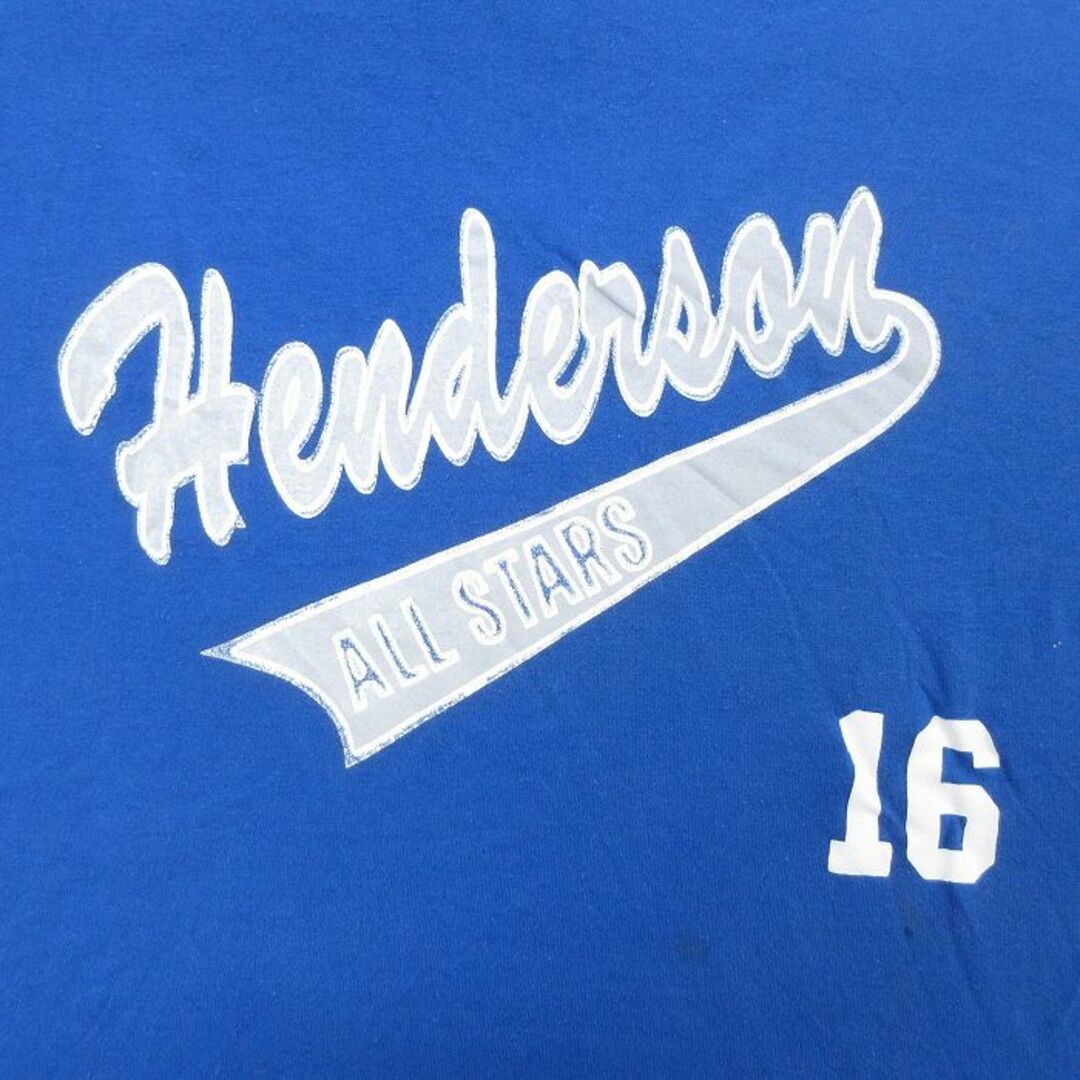 XL★古着 半袖 ビンテージ Tシャツ メンズ 90年代 90s ヘンダーリン ALL STARS クルーネック USA製 青 ブルー 23mar13 中古 メンズのトップス(Tシャツ/カットソー(半袖/袖なし))の商品写真