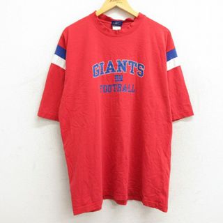 リーボック(Reebok)のXL★古着 リーボック REEBOK 半袖 ビンテージ Tシャツ メンズ 00年代 00s NFL ニューヨークジャイアンツ 大きいサイズ コットン クルーネック 赤他 レッド アメフト スーパーボウル 23mar13 中古(Tシャツ/カットソー(半袖/袖なし))