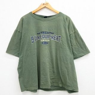 XL★古着 半袖 ビンテージ Tシャツ メンズ 90年代 90s BUMエキップメント 大きいサイズ コットン クルーネック USA製 緑系 グリーン 23mar14 中古(Tシャツ/カットソー(半袖/袖なし))