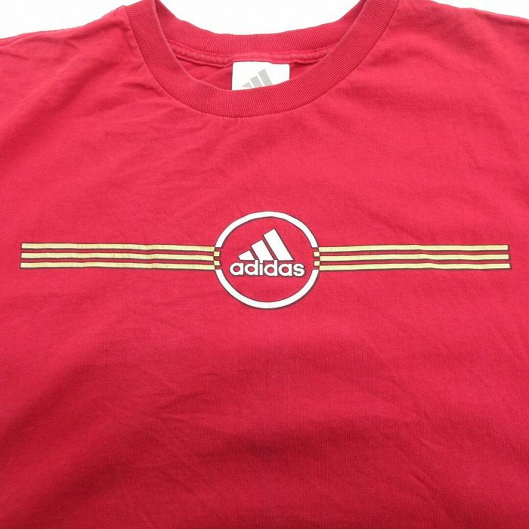 adidas(アディダス)のL★古着 アディダス adidas 半袖 ビンテージ Tシャツ メンズ 90年代 90s ワンポイントロゴ コットン クルーネック USA製 赤 レッド 23mar14 中古 メンズのトップス(Tシャツ/カットソー(半袖/袖なし))の商品写真