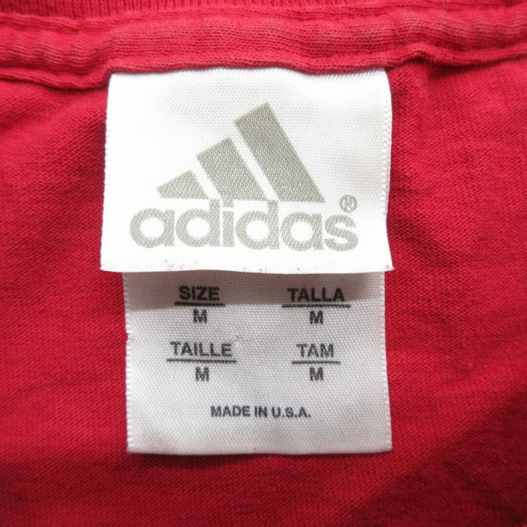 adidas(アディダス)のL★古着 アディダス adidas 半袖 ビンテージ Tシャツ メンズ 90年代 90s ワンポイントロゴ コットン クルーネック USA製 赤 レッド 23mar14 中古 メンズのトップス(Tシャツ/カットソー(半袖/袖なし))の商品写真