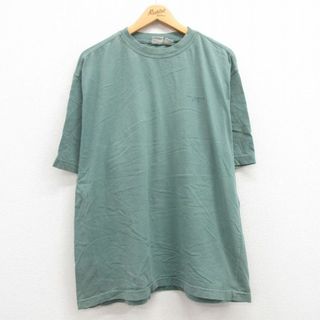 リーバイス(Levi's)のXL★古着 リーバイス Levis 半袖 ビンテージ Tシャツ メンズ 00年代 00s ワンポイントロゴ 大きいサイズ コットン クルーネック 濃緑 グリーン 23mar15 中古(Tシャツ/カットソー(半袖/袖なし))