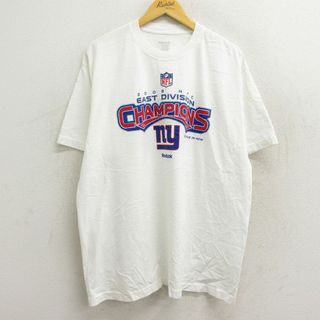 リーボック(Reebok)のXL★古着 リーボック REEBOK 半袖 ビンテージ Tシャツ メンズ 00年代 00s NFL ニューヨークジャイアンツ 大きいサイズ コットン クルーネック 白 ホワイト アメフト スーパーボウル 23mar15 中古(Tシャツ/カットソー(半袖/袖なし))