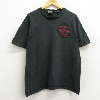 L★古着 半袖 ビンテージ Tシャツ メンズ 90年代 90s バラ レッド ローズ コットン クルーネック USA製 黒 ブラック 23mar15 中古(Tシャツ/カットソー(半袖/袖なし))